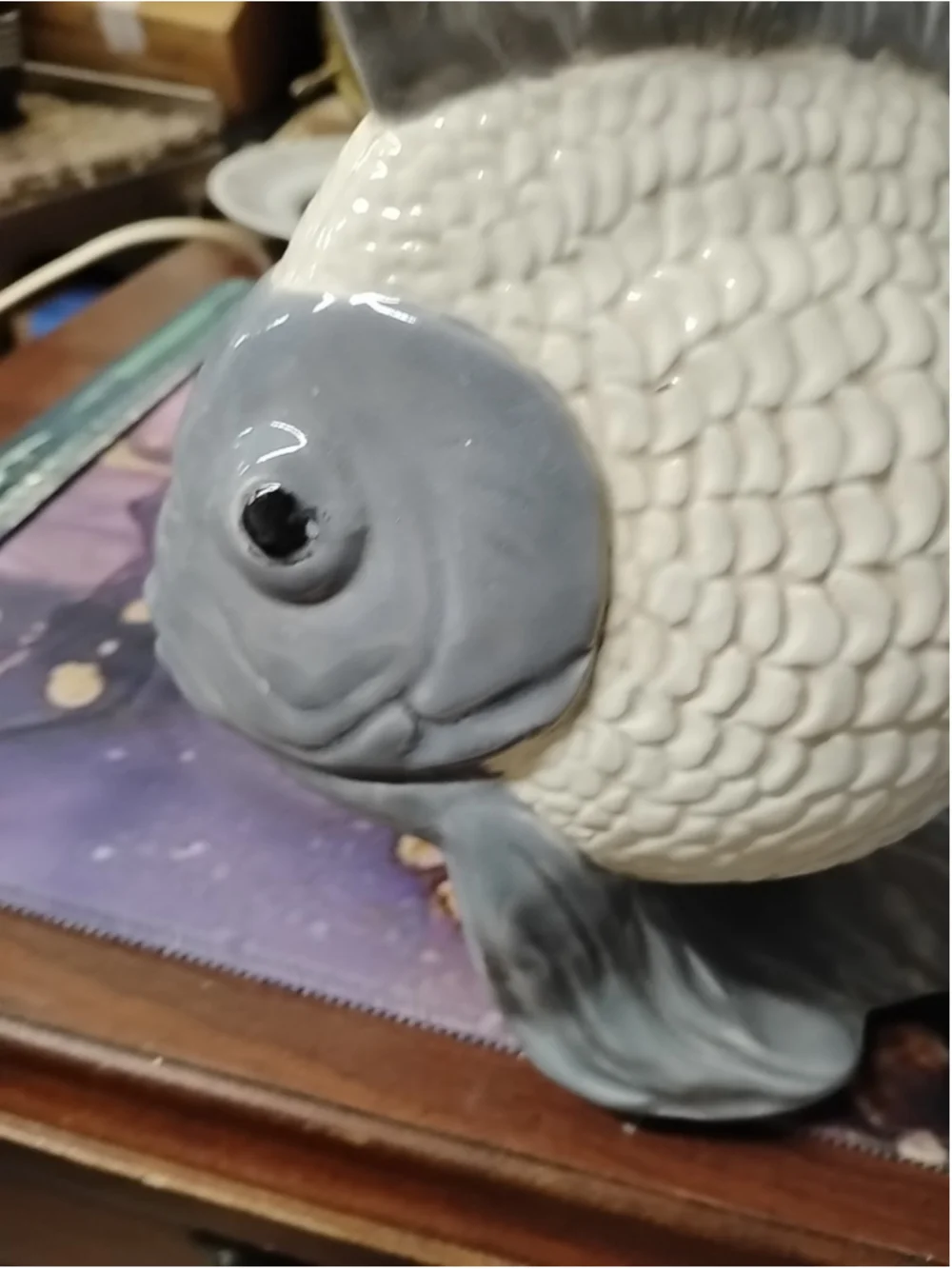 Vintage 1953 Brest MFG Co gray wave koi fish lamp Working